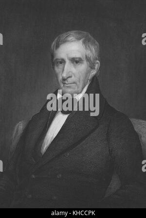 Une gravure d'un portrait de William Henry Harrison, 1843. De la bibliothèque publique de New York. Banque D'Images