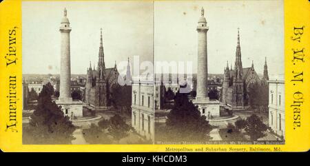 Washington Monument, 180 pieds de haut Mt Vernon place, Baltimore, Maryland, 1900. De la bibliothèque publique de New York. Banque D'Images