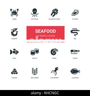 Fruits de mer - concept design ligne icons set Illustration de Vecteur