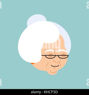 Couchage grand-mère grand-mère face à l'émotion. avatar emoji endormis. vieille dame vector illustration Illustration de Vecteur