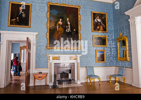 Des peintures anciennes à l'intérieur de Kedleston Hall, Kedleston, Derbyshire, Angleterre, RU Banque D'Images