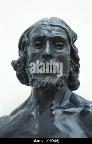 Saint Jean le Baptiste. Détail de la statue en bronze "Jean le Baptiste prêche ' (1878) par le sculpteur français Auguste Rodin au Musée des beaux-arts (Musée des beaux-arts) à Leipzig, Saxe, Allemagne. Banque D'Images