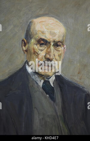 Peintre allemand Max Liebermann. Détail de l'œuvre 'Autoportrait en costume' (1929) par peintre allemand Max Liebermann au Musée des beaux-arts (Musée des beaux-arts) à Leipzig, Saxe, Allemagne. Banque D'Images