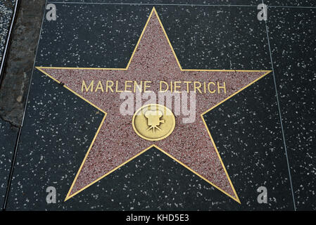 HOLLYWOOD, CA - DÉCEMBRE 06 : Marlene Dietrich star sur le Hollywood Walk of Fame à Hollywood, Californie, le 6 décembre 2016. Banque D'Images