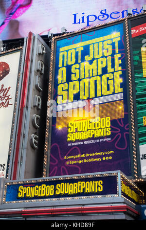 SpongeBob Squarepants, le musical de Broadway, au théâtre Palace à Times Square Banque D'Images