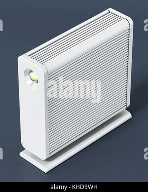 Disque dur externe sur fond sombre. 3d illustration. Banque D'Images