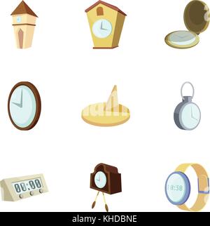Le temps d'horloges, de style cartoon, icons set Illustration de Vecteur