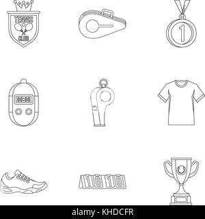 Tennis de grand style du contour, icons set Illustration de Vecteur