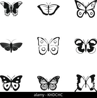 Papillon volant icons set, le style simple Illustration de Vecteur