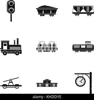 Chemin de fer, le style simple icons set Illustration de Vecteur