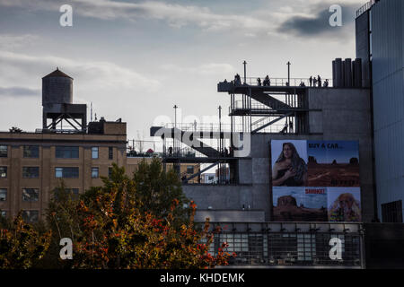 Vue de Whitney Museum de l'allée du parc High Line, New York City Banque D'Images