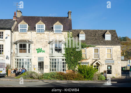 L'ail sauvage Restaurant et chambres de l'hôtel dans la ville de Cotswold Nailsworth, Gloucestershire, Royaume-Uni Banque D'Images