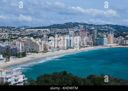 Vue sur Calpe prises de Penon de Ifach, Costa Blanca, Espagne Banque D'Images