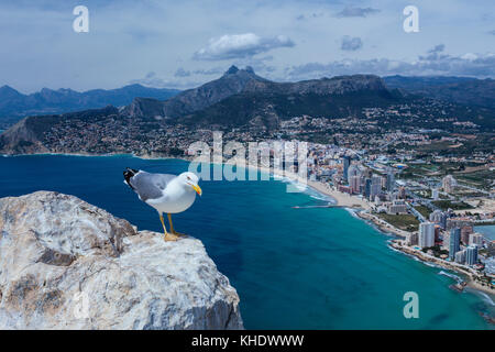 Vue sur Calpe prises de Penon de Ifach, Costa Blanca, Espagne Banque D'Images