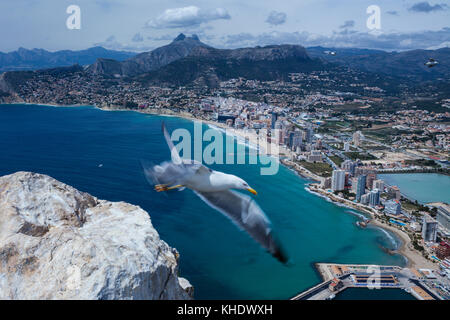 Vue sur Calpe prises de Penon de Ifach, Costa Blanca, Espagne Banque D'Images