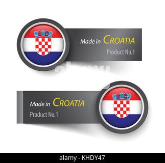 L'icône du drapeau et de l'étiquette avec le texte mis en Croatie . Illustration de Vecteur