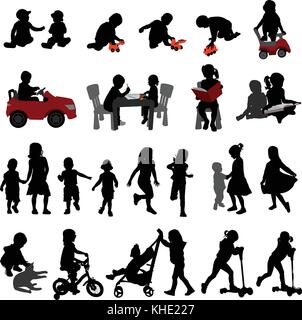 Les tout-petits et enfants silhouettes collection - vector Illustration de Vecteur