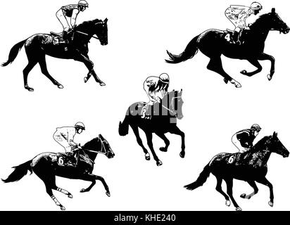 Course chevaux et jockeys illustration 2 - vector Illustration de Vecteur