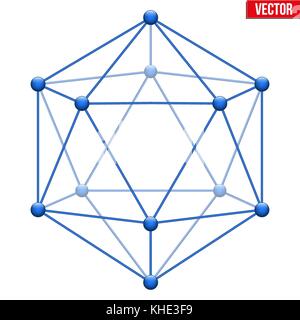 Icosaèdre avec style moléculaire. Illustration de Vecteur