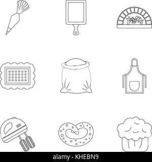 Patisserie icons set style du contour, Illustration de Vecteur