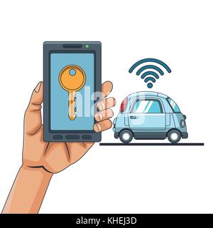 Smart car smarthphone app Illustration de Vecteur