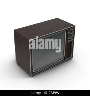 Vieux téléviseur isolated on white 3d illustration Banque D'Images