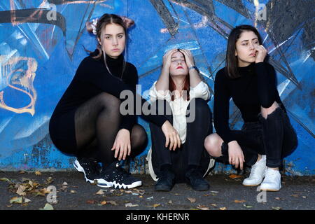 Trois angry teenegers, rebelles, Banque D'Images