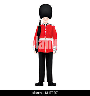 Soldat Beefeater London - caractère - symbole - très détaillé, illustration isolé - Fond blanc Banque D'Images