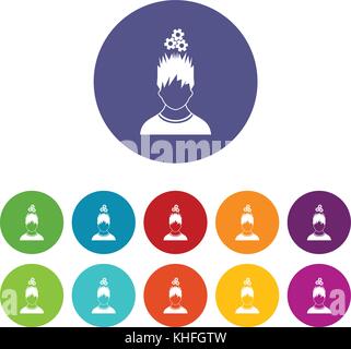 Homme avec pignons métal sur head set icons Illustration de Vecteur