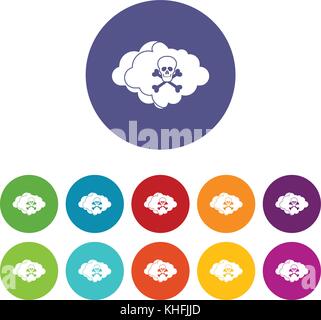 Cloud avec crâne et os set icons Illustration de Vecteur