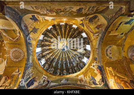 Fresques et mosaïques byzantines à l'intérieur de l'église de Chora, à Istanbul, Turquie. Banque D'Images