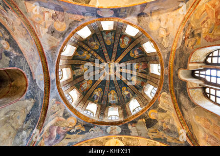 Fresques et mosaïques byzantines à l'intérieur de l'église de Chora, à Istanbul, Turquie. Banque D'Images