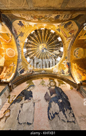 Fresques et mosaïques byzantines à l'intérieur de l'église de Chora, à Istanbul, Turquie. Banque D'Images