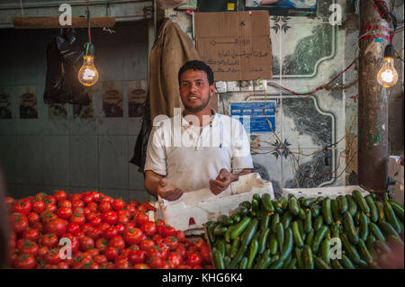 Le marché alimentaire de l'Amman, Jordanie, Moyen-Orient Banque D'Images