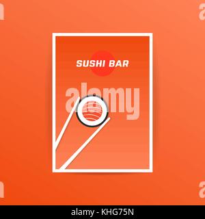 Sushi bar orange avec carte chopstick Illustration de Vecteur
