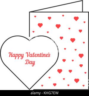 Fine ligne happy valentine day carte postale Illustration de Vecteur