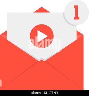 Nouvelle vidéo en rouge lettre de notification Illustration de Vecteur