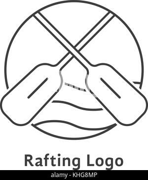 Fine ligne noire logo rafting Illustration de Vecteur