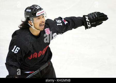 Budapest, Hongrie. 10 novembre 2017. ≤ Tetsuya Saito (JPN) Hockey sur glace : Euro Ice Hockey Challenge Hongrie 2017 match entre le Japon 2-1 Italie à Tuske Budapest à Budapest, Hongrie . Crédit : Reiji Nagayama/AFLO/Alamy Live News Banque D'Images