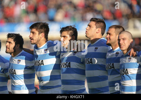 Firenze, Italie. 18 novembre 2017. Les joueurs de l'Argentine au cours d'hymne national à l'international Novembre test match entre l'Italie et l'Argentine. Massimiliano Carnabuci/Alamy Live News Banque D'Images