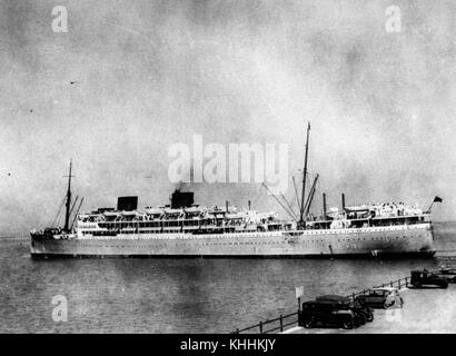 1199363 Le Château de Warwick (navire) sur premier voyage à Cape Town, Afrique du Sud en 1931 Banque D'Images