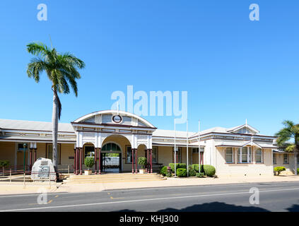 La gare classé au patrimoine construit en 1900 dans l'Émeraude, centre du Queensland, Queensland, Australie Banque D'Images