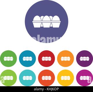 Oeufs en emballage en carton set icons Illustration de Vecteur