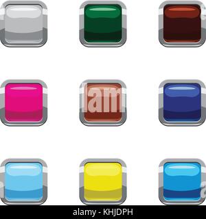 Cliquez sur le bouton internet icons set, cartoon style Illustration de Vecteur