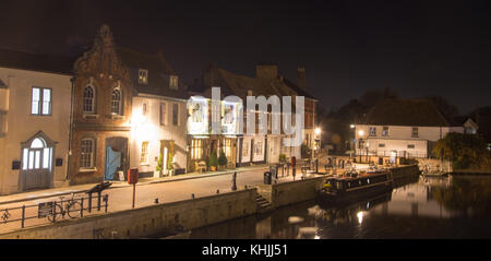 Quai de St Ives Cambridgeshire prises la nuit Banque D'Images