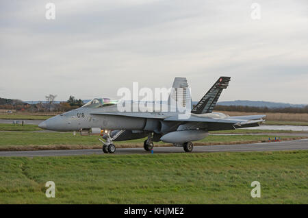 De l'Air suisse McDonnel Douglas F18C/un Hornet Twin Jet rapide équipés d'avions de chasse.Sur la semaine 4 exercice. Banque D'Images