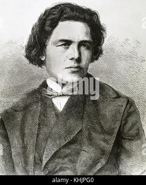 Anton Grigorievich Rubinstein (1829- 1894). Compositeur russe, chef d'orchestre et pianiste. Portrait. La gravure. Banque D'Images