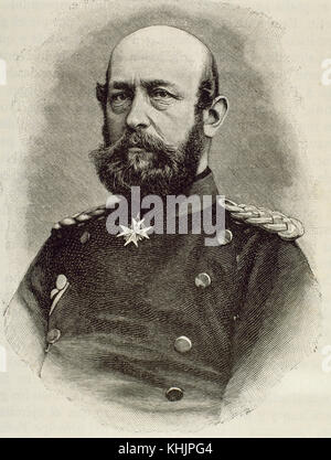 Frédéric François II (1823-1883). Officier prussien et Grand-duc de Mecklembourg-Schwerin (1842-1883). Portrait. La gravure. Banque D'Images