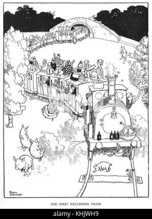 Le train de la première excursion, caricature de William Heath Robinson Banque D'Images