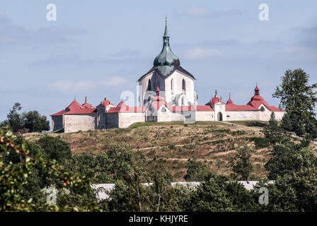 L'église baroque de sv. jan nepomucky sur Zelena Hora hill conçu par Santini au-dessus de Zdar nad Sazavou République tchèque dans la ville protégée par l'UNESCO Banque D'Images